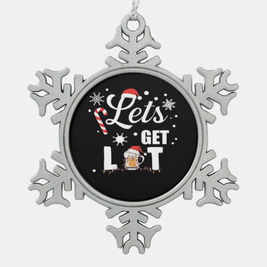 Let's Get Lit Adult Funny X-mas Christmas Essentia Tin Sneeuwvlok Ornament (Voorkant)