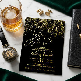 Let's Get Lit | Bachelorfeest Echt Folie Uitnodiging