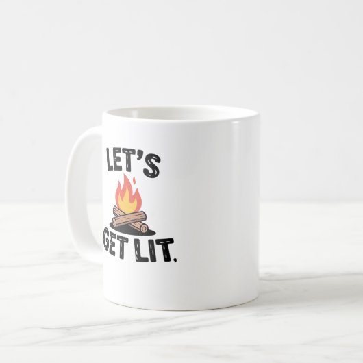 Let's Get Lit - Campfire Vibes - Camping Adventure Koffiemok (Voorkant links)