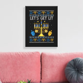 Let's Get Lit Chanukah Hanukkah Funny Christmas Ug Canvas Afdruk (Insitu (Woonkamer))