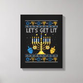 Let's Get Lit Chanukah Hanukkah Funny Christmas Ug Canvas Afdruk (Voorkant)
