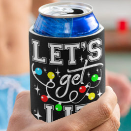 Let's Get Lit Christmas Party Funny - Kerstlicht Blikjeskoeler