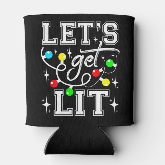 Let's Get Lit Christmas Party Funny - Kerstlicht Blikjeskoeler (Achterkant)