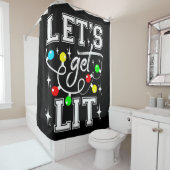Let's Get Lit Christmas Party Funny - Kerstlicht Douchegordijn (In situ)