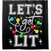Let's Get Lit Christmas Party Funny - Kerstlicht Douchegordijn (Voorkant)