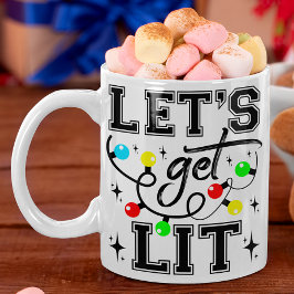 Let's Get Lit Christmas Party Funny - Kerstlicht Koffiemok