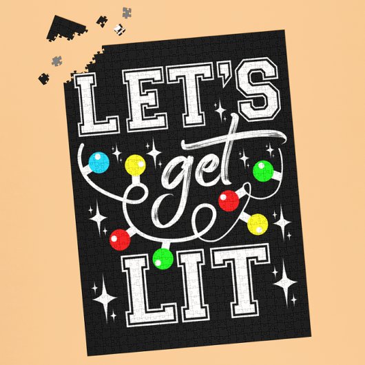 Let's Get Lit Christmas Party Funny - Kerstlicht Legpuzzel