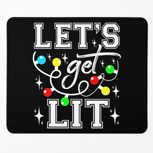 Let's Get Lit Christmas Party Funny - Kerstlicht Muismat