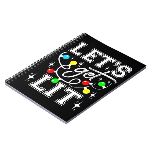 Let's Get Lit Christmas Party Funny - Kerstlicht Notitieboek (Linkerzijde)