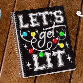 Let's Get Lit Christmas Party Funny - Kerstlicht Notitieboek