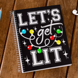 Let's Get Lit Christmas Party Funny - Kerstlicht Notitieboek