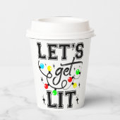 Let's Get Lit Christmas Party Funny - Kerstlicht Papieren Bekers (Achterkant)