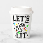 Let's Get Lit Christmas Party Funny - Kerstlicht Papieren Bekers (Voorkant)