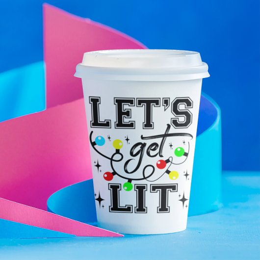 Let's Get Lit Christmas Party Funny - Kerstlicht Papieren Bekers