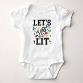 Let's Get Lit Christmas Party Funny - Kerstlicht Romper (Voorkant)