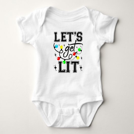 Let's Get Lit Christmas Party Funny - Kerstlicht Romper (Voorkant)