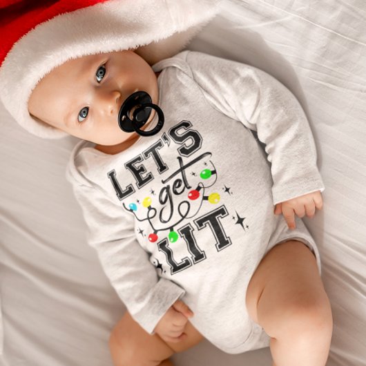 Let's Get Lit Christmas Party Funny - Kerstlicht Romper