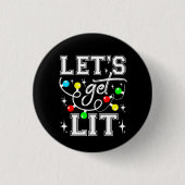 Let's Get Lit Christmas Party Funny - Kerstlicht Ronde Button 3,2 Cm (Voorkant)
