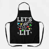 Let's Get Lit Christmas Party Funny - Kerstlicht Schort (Voorkant)
