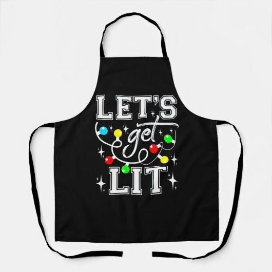 Let's Get Lit Christmas Party Funny - Kerstlicht Schort (Voorkant)