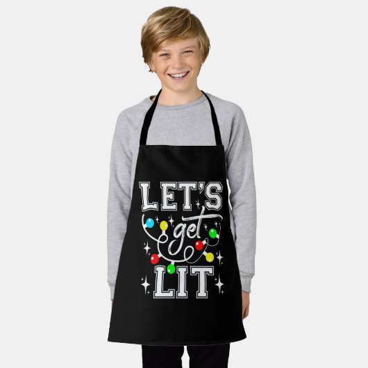 Let's Get Lit Christmas Party Funny - Kerstlicht Schort (Gedragen)