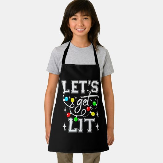 Let's Get Lit Christmas Party Funny - Kerstlicht Schort (Insitu)