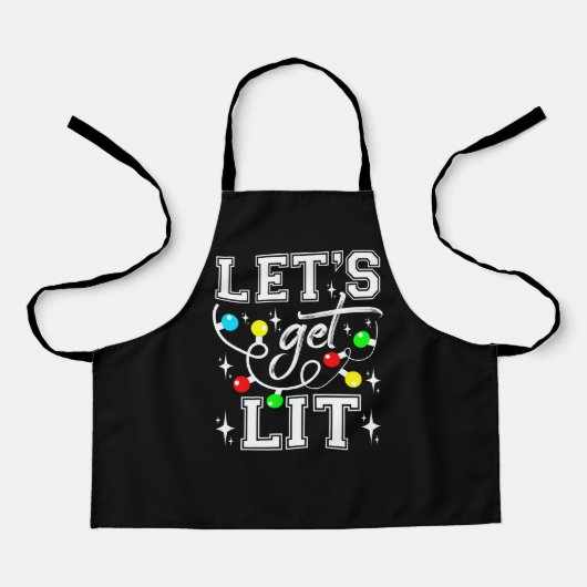Let's Get Lit Christmas Party Funny - Kerstlicht Schort (Voorkant)