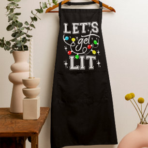 Let's Get Lit Christmas Party Funny - Kerstlicht Schort