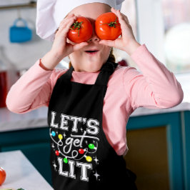 Let's Get Lit Christmas Party Funny - Kerstlicht Schort