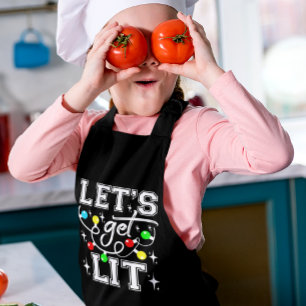 Let's Get Lit Christmas Party Funny - Kerstlicht Schort