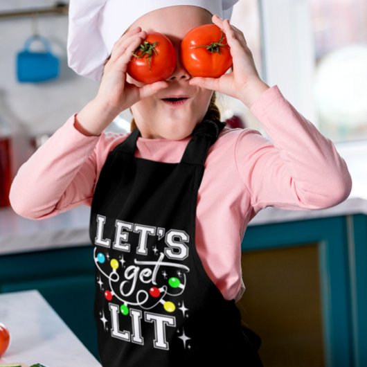 Let's Get Lit Christmas Party Funny - Kerstlicht Schort