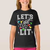 Let's Get Lit Christmas Party Funny - Kerstlicht T-shirt (Voorkant)