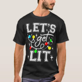 Let's Get Lit Christmas Party Funny - Kerstlicht T-shirt (Voorkant)