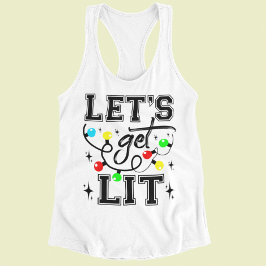 Let's Get Lit Christmas Party Funny - Kerstlicht Tanktop