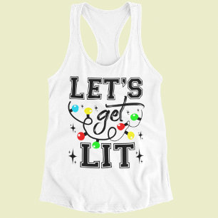 Let's Get Lit Christmas Party Funny - Kerstlicht Tanktop