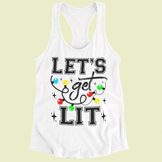 Let's Get Lit Christmas Party Funny - Kerstlicht Tanktop