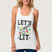 Let's Get Lit Christmas Party Funny - Kerstlicht Tanktop (Voorkant)