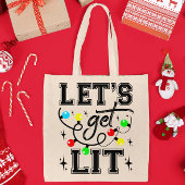 Let's Get Lit Christmas Party Funny - Kerstlicht Tote Bag