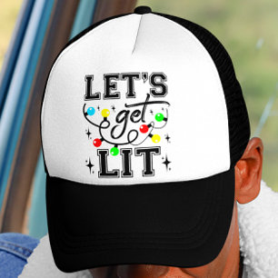 Let's Get Lit Christmas Party Funny - Kerstlicht Trucker Pet