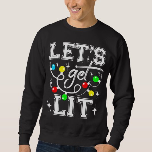 Let's Get Lit Christmas Party Funny - Kerstlicht Trui (Voorkant)