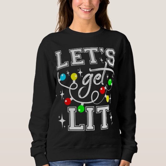 Let's Get Lit Christmas Party Funny - Kerstlicht Trui (Voorkant)