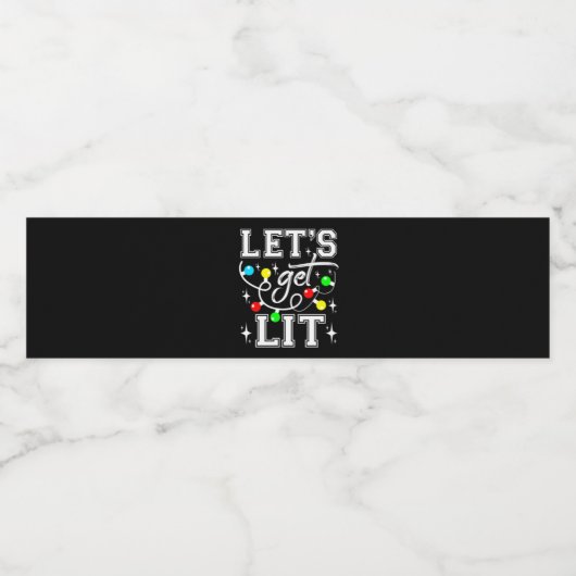 Let's Get Lit Christmas Party Funny - Kerstlicht Waterfles Etiket (Enkel label)