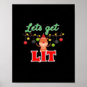 Let's Get Lit Christmas Reindeer Funny Poster (Voorkant)