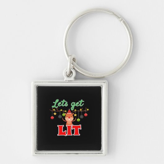 Let's Get Lit Christmas Reindeer Funny  Sleutelhanger (Voorkant)