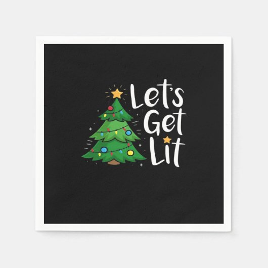 Let's Get Lit Christmas Tree Lights Funny Classic Servet (Voorkant)