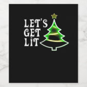 Let's Get Lit Design Adult Funny Christmas Essenti Wijn Etiket (Enkel label)