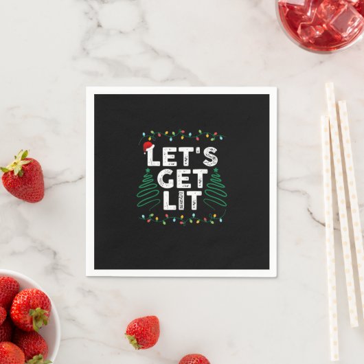 Let's Get Lit Drinking Funny Christmas Gift Servet (Insitu)