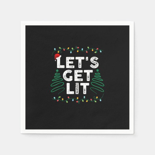 Let's Get Lit Drinking Funny Christmas Gift Servet (Voorkant)