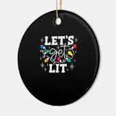 Let's Get Lit Drinking Santa Hat Christmas Lights Keramisch Ornament (Links)