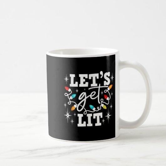 Let's Get Lit Drinking Santa Hat Christmas Lights Koffiemok (Rechts)
